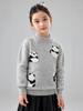 Suéter 100% Lana para Niños y Niñas, Suéter de Lana Engrosado con Jacquard de Panda, Suéter de Punto Básico para Niños Talla Mediana y Grande Estilo Nuevo
