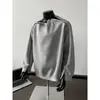Moletom funcional de outono com zíper lateral e gola redonda para homens, apresentando um design único, corte solto, blusa casual de manga longa, camiseta de marca moderna