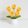Día del Maestro Maceta Tejida Flor Artificial Acabados Adornos Decoración Hogar Amigos Mejor Amigo Regalos Regalo Flores en Maceta