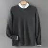 Suéter de Lana Grueso para Hombre Cuello Redondo Otoño e Invierno Suéter Holgado Cálido Base Tejido Suéter 100% Lana Pura