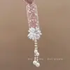 Horquilla de Pelo con Borla de Mariposa de Diamante Pesado Horquilla Rosa Accesorios para el Cabello de Novia Vintage Nuevo Estilo Chino Usar Tocados Mongoles