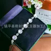 Pulseira Retrô de Calcedônia com Vazados e Pedras Totais de Diamante, Pulseira Colorida de Ágata Natural para Mulheres, Nova Pulseira de Jade Estilo Chinês