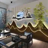 Papel tapiz de pared de fondo para sala de té Zen china 8D moderno paisaje 3D tela de pared mural de fondo para sofá de oficina