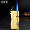 Paili personalidad creativo curva simple encendedor de cigarrillos azul Yan recto metal a prueba de viento encendedor de gas salida de fábrica