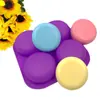 En stock suministro molde de silicona 70 gramos o así molde cuatro plano redondo 4-agujero redondo pastel molde de silicona