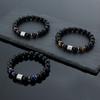 Acero Inoxidable Ojo de Tigre obsidiana cuentas negras brillantes pulsera para hombre explosiones transfronterizas cuentas de acero de titanio pulsera fabricantes mayoreo
