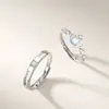 Anillo para Mujer Amante de la Luna Rueda de la Fortuna, Plata de Ley S925 que no se decolora, Anillos de Pareja de Gama Alta de Nicho, Personalizable
