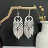 [Selección Premium] Pendientes Estilo Étnico de Minorías Vintage con Plata de Minorías Étnicas, Pendientes Largos Colgantes Florales Estilo Bohemio Único