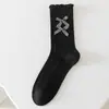Meias de Renda Dongdaemun para Mulheres, Meio da Panturrilha, Estilo Fino de Verão, Meias Folgadas, Padrão Trançado, Estilo Academia para Meninas Jovens, Meias Longas Tendência com Laço