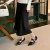 Tacones de Aguja Rojos de Cuero de Alta Gama con Hebilla Estilo Francés para Mujer, Zapatos de Trabajo Elegantes de Tacón Bajo con Punta Afilada para Viajar al Trabajo y Vestir por la Noche