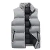 Colete Masculino de Inverno com Gola Alta Tendência Sem Mangas Cor Sólida Roupa Externa Grossa Masculina Jaqueta de Algodão Quente Sem Mangas