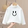 Smiley Impresso de Manga Comprida All-Match T-Shirt Outono e Inverno Novo Estilo Meninos e Meninas Grande e Grande Camisa de Veludo Infantil