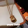 Collar con Ventana de Rosetón de Girasol de Corindón Rojo Dorado Estilo Antiguo, Collar con Sachet de Calabaza de Ojo de Tigre de Riqueza y Prosperidad Estilo Chino Nuevo