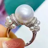 Anillo Cao Shi Estilo Barroco Nuevo Perla Extra Grande en Capas para Mujer, Anillo Exquisito de Gama Alta para Dedo Índice de Lujo Ligero de Nicho