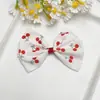 Tecido com Estampa de Cerejas Frescas Gravata Borboleta DIY Acessórios de Cabelo para Crianças Decoração de Boneca Adorno para Roupas Acessórios Decorativos