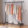 Secador de Roupas de Plástico e Ferro Forjado para Casa Dormitório, Armazenamento Interno de Barra Única, Secador Móvel para Varanda Externa