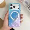 Capa de celular de cor contrastante com gradiente de estrela pequena dourada adequada para Apple 18promax suporte magnético 16/17 feminina 15pro