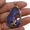 Pedra Natural pedra semipreciosa forma irregular Broto de Cristal pingente com borda dourada para acessórios de joias DIY atacado