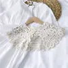 Xale Pequeno de Algodão com Fivela de Pérola Estilo Coreano Feminino Roupa de Exterior de Verão Cachecol Decorativo Nó Falso Gola Falsa Cachecol Fino Vazado