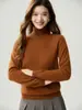Estilo minimalista e de luxo leve! Suéter 100% caxemira pura para mulheres, nova coleção outono/inverno, cor sólida, pulôver de malha de alta qualidade