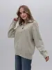Suéter de Punto para Mujer Estilo Coreano, Media Cremallera con Cuello, Otoño e Invierno, Holgado, Casual, Versátil, Suave, Cera, Suéter Transfronterizo