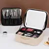 Bolsa de Maquillaje Estilo Coreano con Espejo y Luz LED, Bolsa Portátil de Gran Capacidad para Almacenamiento de Skincare, Joyero Compartimentado