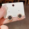 Pendientes redondos de estilo pequeño y fragante de alta calidad, aguja de plata s925, diseño de nicho de lujo ligero, pendientes versátiles de estilo socialité