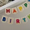 Especial transfronterizo para banderín de cumpleaños de fieltro letra arcoíris fiesta banderín inglés cola de pez flor banderín accesorios para fotos