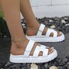 Sandálias Femininas de Solado Grosso 24 Verão Novo Comércio Exterior tamanho grande Uma Tira Cor Sólida Velcro Casual Europeu e Americano Sandálias e Chinelos para Usar por Cima