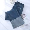 Jeans retos com debrum em cor contrastante para mulheres, outono novo, cintura alta, modelagem que afina, versátil, cropped, calças tubo pequenas estilo baguette francesa
