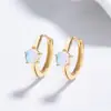 Pendientes de Plata 925 con Piedra Lunar para Mujer, Pendientes de Aro Lisos Minimalistas, Joyería de Lujo Ligero de Gama Alta, Pendientes de Diseño de Nicho, Aros para Orejas