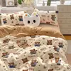 Funda de edredón de tela cepillada estampada, una sola pieza, hipoalergénica, suave y lavable de algodón, adecuada para camas individuales o dobles, para uso doméstico