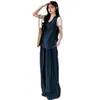 Vestido de Maternidad Popular de Internet Verano 2025 Alta Calidad Delgado Mezclilla Camisa Pantalones talla extra Estilo Occidental Adelgazante Conjunto de Tres Piezas