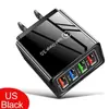 Carregador 4USB para celular, computador, tablet Cor 3A Cabeça de carregamento de viagem Padrão EUA, Europa, Britânico Carregador atacado transfronteiriço