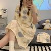 Vestido de noite bonito mulheres verão de manga curta pijamas dos desenhos animados plus size solto fino maternidade casa usar vestido estudante