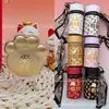 Colgante de Gato de la Suerte de Oro Puro 999 para Atraer Riqueza y Prosperidad, Serie Cubo de Dinero con Cordón, Popular en Transmisiones en Vivo de Tiktok