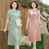Nuevo Vestido de Verano para Mamá, Elegante Vestido Estilo Chino para Mujeres de Mediana Edad y Mayores, Nueva Moda de Verano Vestido de Longitud Media Estilo Chino