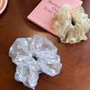 Diadema coreana esponjosa de encaje de malla con banda elástica, pequeña, fresca, floral de gran tamaño, liga para el cabello de alta gama para mujer, accesorio para la cabeza