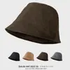 Sombrero de Cubo de Gamuza de Estilo Coreano Atmosférico con Cara Lisa para Cubrirse la Cara para Otoño e Invierno con Cordón Ajustable, Sombrero Cloche Sencillo y Versátil para el Uso Diario para Mujeres