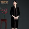 Marca Chen Miaoyan Outono Novo Veludo Dourado Comprimento Médio Corta-vento Bordado Renda plus size Ajuste Slim Jaqueta Estilo Chinês