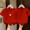 Algodón Puro Verano Nuevo Estilo Coreano Infantil Moderno Estampado Manga Corta para Niñas, Camiseta de Manga Corta de Moda