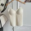 Camisola de encaje con acabado cepillado y copas de sujetador integradas, cuello en V, ajuste ceñido, capa base, tirantes anchos, top de tirantes cálido