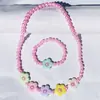Novo Colar de Contas de Acrílico Flor Crianças Coreano Pulseira Colorida Crianças Conjunto Colar Presente 1-24