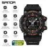 Novo Relógio Eletrônico Transfronteiriço Sanda à Prova d'Água para Uso Externo Esportivo com Duplo Display Calendário Luminoso Relógio Masculino