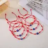 Pulseira de Olho Grego de 7 Nós Mais Vendida em Fronteira Pacote com 9 Pulseiras de Cartão de Papel Olho Azul Pulseira Trançada Ajustável