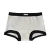 Roupa íntima de algodão puro para mulheres 10A Algodão de cor natural antibacteriano Cor sólida Estilo esportivo Alta elasticidade Algodão na virilha Boxer Briefs Feminino