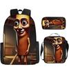 2025 Transfronterizo Nuevo Palo de Madera Tungtungtung Hombre Shan Hai Jing Mochila de Dibujos Animados Mochila Bolso de Hombro Estuche