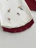 Mameluco de punto bordado floral de algodón puro para bebé, mameluco suéter con cuello de encaje para bebé niña