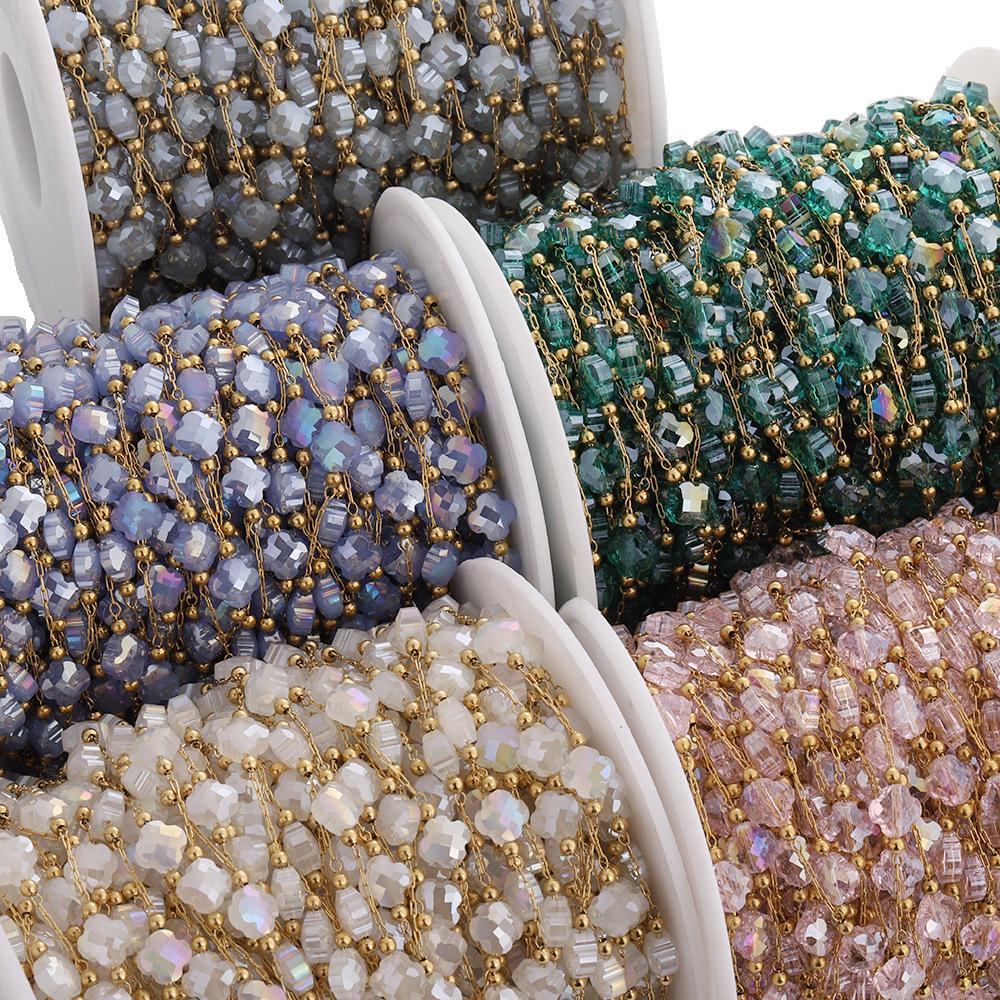 不锈钢水晶四叶草链条3