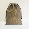 Bolsa de almacenamiento para secador de pelo de casa de huéspedes de hotel, tela de lino de algodón de imitación con cordón, zapatillas de hotel para habitación de invitados, bolsa de lavandería, bolsa de franela